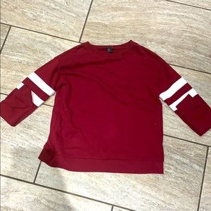 Red Forever 21 Crewneck with white stripes